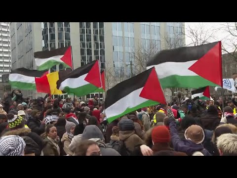 Protesters in Brussels demand ceasefire in Gaza