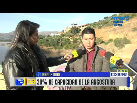 El estado actual de la represa de la Angostura en Cochabamba presenta una capacidad del 30% de agua