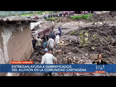 La comunidad Cartagena, en Tulcán, recibió ayuda para los damnificados del aluvión del 27 de marzo