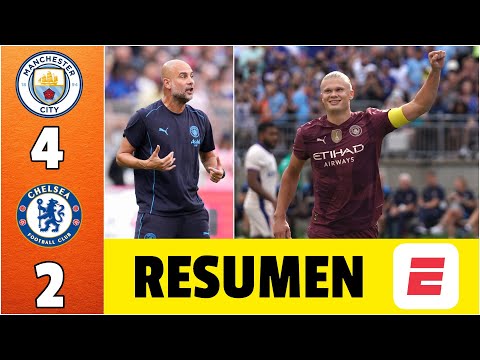 MANCHESTER CITY y GUARDIOLA GANA, GUSTA y GOLEA. HAT TRICK de ERLING HAALAND vs CHELSEA | Amistoso