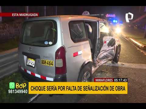 Dos heridos deja choque de taxi y minivan en Miraflores