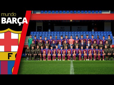 Laporta anima al Barça Atlètic en la foto oficial antes de la final del playoff | FC Barcelona