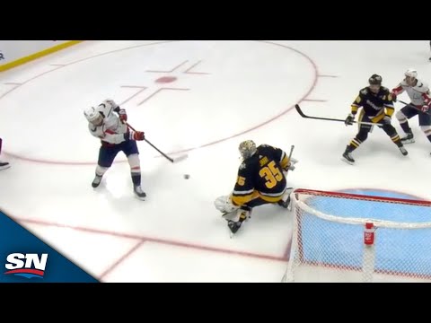 Capitals Tom Wilson Bats One In Off The Post Past Penguins Tristan Jarry Short-Handed