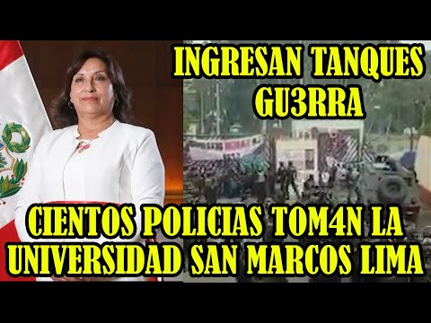 POLICIAS INGRESAN LA UNIVERSIDAD MAYOR DE SAN MARCOS EN LIMA PARA DET3NER MANIFESTANTES ..