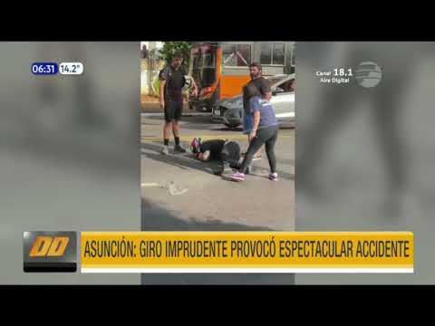 Giro imprudente provocó grave accidente en Asunción
