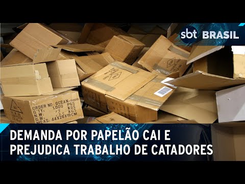 Preço baixo do papelão no mercado desestimula trabalho de catadores | SBT Brasil (27/04/24)