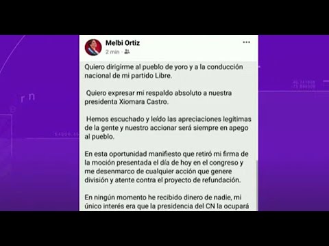 Diputada de Yoro se retracta y reitera su apoyo a Xiomara Castro