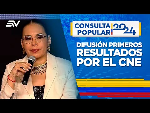 Difusión de primeros resultados del CNE Cadena Nacional | Consulta Popular 2024 | Ecuavisa #ENVIVO