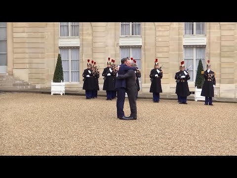 French President Emmanuel Macron receives Jordan's King Abdullah II in Paris