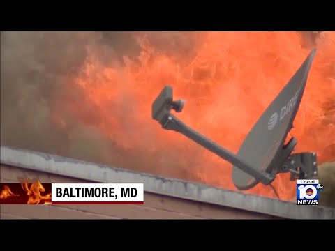 Large fire erupts in downtown Baltimore