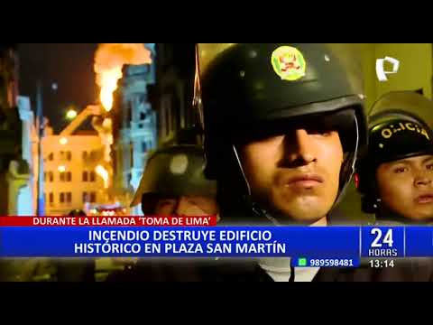Se registra incendio de código 4 en inmueble cerca a la Plaza San Martín (6/6)