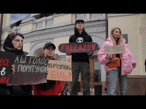 Relatives of captured Azov brigade soldiers protest in Kyiv and call for their release