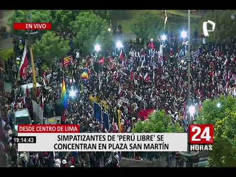 Así se desarrollan las manifestaciones de los simpatizantes de Fuerza Popular y Perú Libre (2/2)