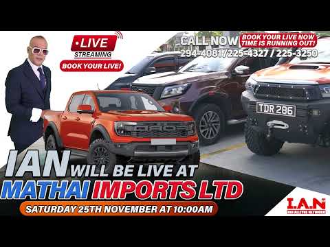 Ian will be live at Mathai Imports Limited the #1 4x4 pick-up shop, tomorrow Saturday 25th from 10am