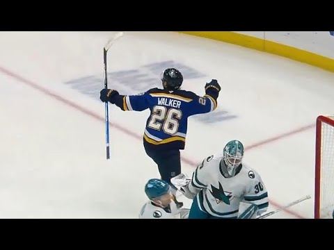 Blues Nathan Walker Opens The Scoring 11 Seconds In vs. Sharks