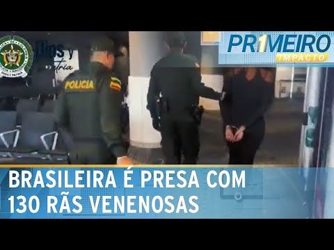 Brasileira com 130 rãs venenosas é presa por tráfico em aeroporto | Primeiro Impacto (31/01/24)