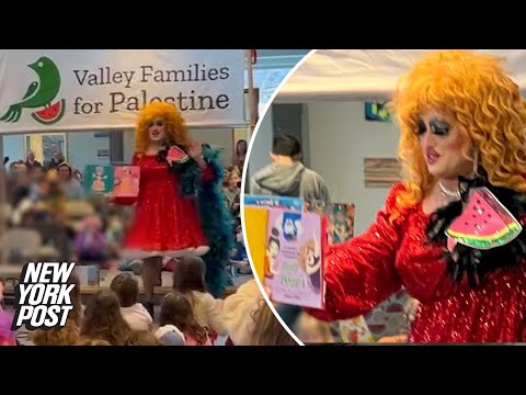 Outrage as drag queen leads young kids in ‘free Palestine’ chant during story time event