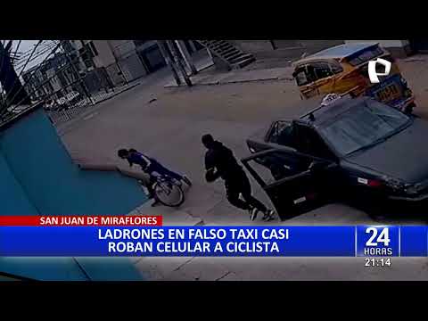 San Juan de Miraflores: delincuentes en falso taxi intentan asaltar a joven ciclista