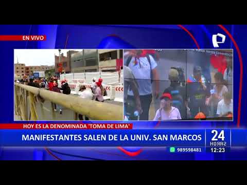 Toma de Lima: se inicia movilización de manifestantes que estaban en la UNMSM (1/2)