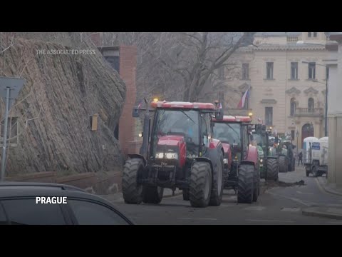 Czech farmers disrupt traffic in Prague as they protest the state, European agriculture policies