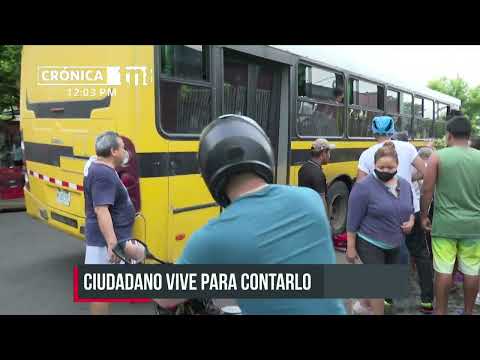 Hombre sobrevive tras quedar bajo las llantas de un bus en Managua - Nicaragua