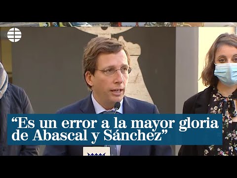 Almeida sobre la moción de censura de Vox: Es un error a la mayor gloria de Abascal y Sánchez
