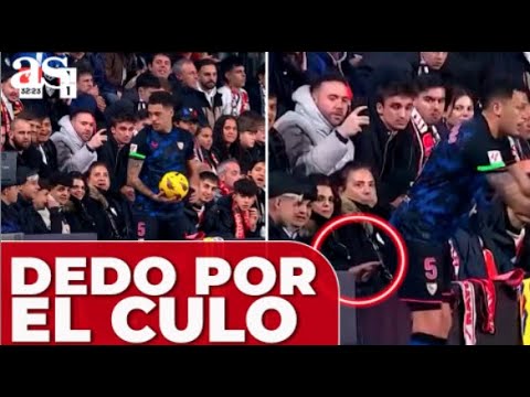 Un aficionado mete un dedo en el culo a LUCAS OCAMPOS en el RAYO VALLECANO - SEVILLA