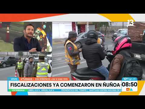 Fiscalización Ñuñoa: Motoristas y automovilistas sin licencia de conducir. Tu Día, Canal 13