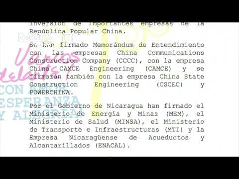 Nicaragua firma memorándums con empresas de la república de China