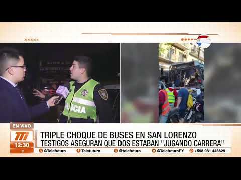 Triple choque de buses en San Lorenzo