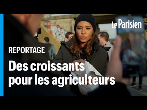 Karine Le Marchand distribue des croissants aux agriculteurs qui bloquent l’A4