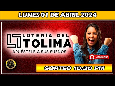 Resultado de LOTERIA DEL TOLIMA del LUNES 01 de Abril 2024