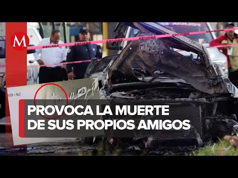 Revelan video de joven que abandonó a sus amigos en auto calcinado de Vía Atlixcáyotl