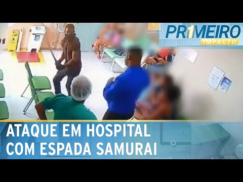 Homem invade hospital e ataca funcionário com espada samurai | Primeiro Impacto (01/03/24)