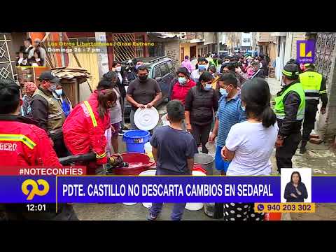 Presidente Pedro Castillo no descarta cambios en Sedapal tras falta de agua en SJL
