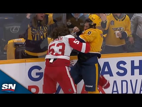 Predators Filip Forsberg, Red Wings Mortiz Seider Fight in Battle of Unexpected Combatants