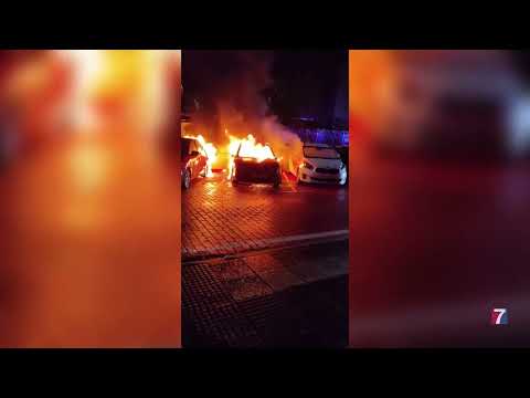 6 vehículos calcinados en Muskiz como consecuencia de un incendio provocado