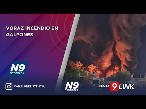 VORAZ INCENDIO EN GALPONES - NOTICIERO 9