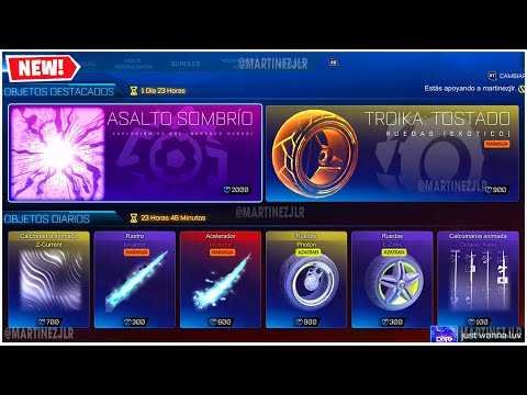 NUEVA TIENDA Objetos HOY en Rocket League! Consigue Gol Asalto Sombrio, Nuevas Ruedas Troika Tostado