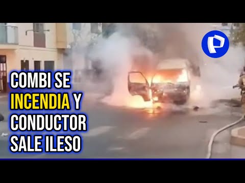Conductor y pasajeros salieron ilesos: Combi se incendia en Independencia