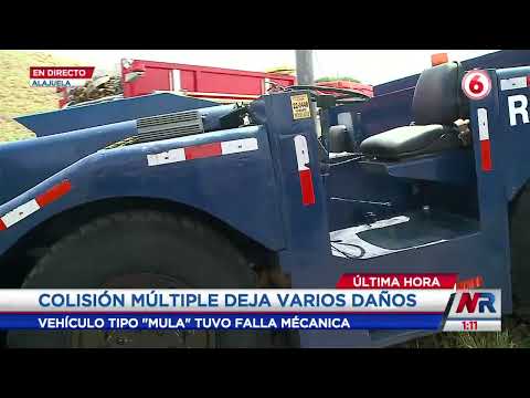 Falla mecánica de vehículo tipo Mula provoca multiple colisión cerca al aeropuerto Juan Santamaría