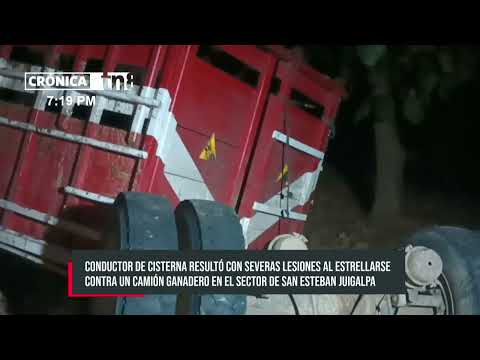 Choque de Cisterna en San Esteban: Conductor Herido