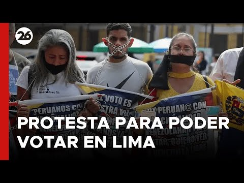 PERÚ | Protesta de venezolanos ante su embajada en Lima por obstáculos impuestos para poder votar