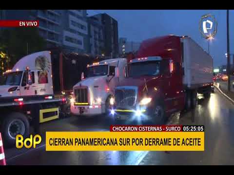 Surco: Cierran tramo de a Panamericana Sur por accidente vehicular y derrame de aceite (1/2)