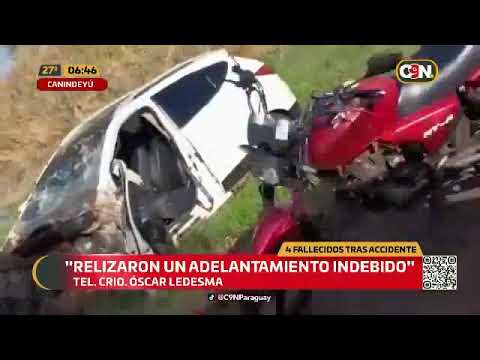 Fatal accidente en Canindeyú: Cuatro fallecidos