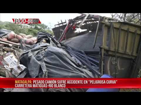 Camión pesado sufre accidente en peligrosa curva de Matiguás - Nicaragua
