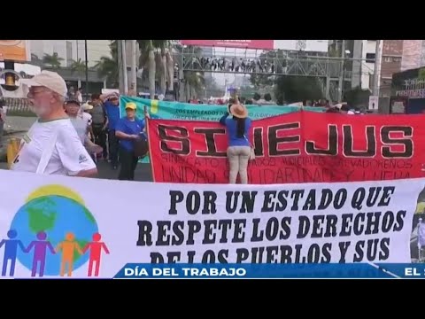 Salvadoreños marchan exigiendo respeto a la clase trabajadora