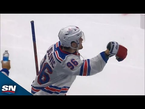 Jack Roslovic Blasts One-Timer Off Feed From Adam Fox For First Goal With Rangers