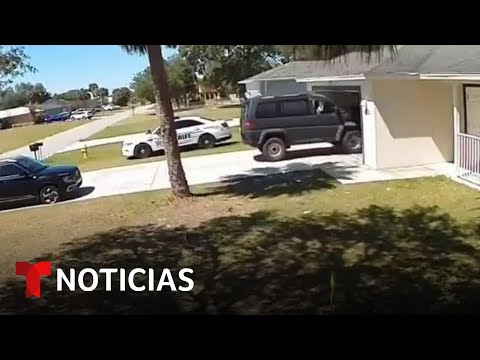 El video de un hombre embistiendo y disparando a una casa... de un policía | Noticias Telemundo