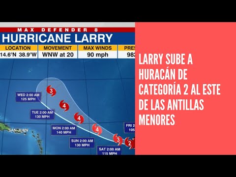 Larry sube a huracán de categoría 2 al este de las Antillas Menores